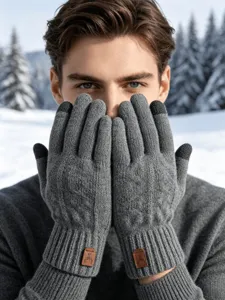 Herren Winter Thermische Strick Touchscreen Handschuhe Outdoor Radfahren dicke Wollhandschuhe