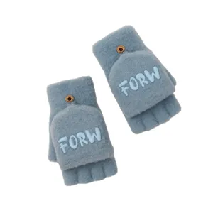 Winter warm convertible flip-top gloves for women, cozy fleece touch screen texting gloves.