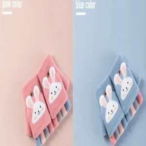 Gants chauds en tricot mignon de lapin de dessin animé demi-doigt pour enfants hiver
