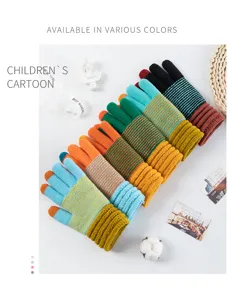 Children colorful striped knit gloves touch screen winter warm gloves for kids fashion daily wear