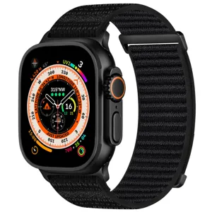 Black nylon alpine loop strap for smartwatch, durable outdoor replacement band for Apple Watch.