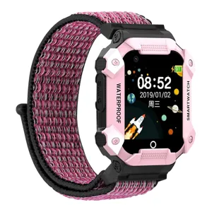 Kinder smartwatch vervanging nylon geweven band met stijlvolle roze beschermhoes