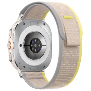 Nylon trail loop horlogeband voor 47mm smartwatch, ademende geweven vervangingsband detail.