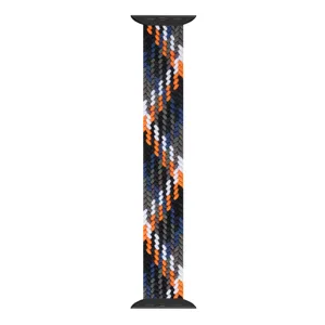 Bracelet de montre en nylon tressé pour Apple Watch avec tissage coloré et adaptateurs.