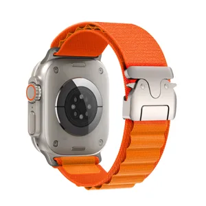 Correa de repuesto de nailon naranja estilo alpino con hebilla de paracaidas para reloj inteligente.