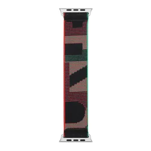 Bracelet de montre en nylon élastique de rechange compatible Apple Watch, rouge et vert.