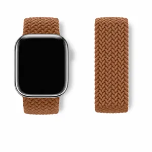 Bracelet de montre tressé marron compatible avec la série Apple Watch, sangle en nylon élastique.