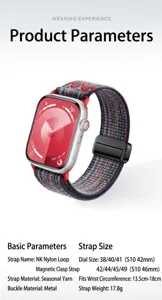 Antallaktiko magnitiko louri rologiou apo yfasmeno nailon gia Apple watch me metalliki agrafa.
