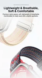 Λουράκι ρολογιού από νάιλον συμβατό με Apple Watch, μαλακό αναπνεύσιμο μαγνητικό αξεσουάρ.