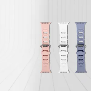 Silikon Uhrenarmband Ersatzarmband Hohles Atmungsaktives Kettendesign Lässiges Sport Armband Für Smartwatch
