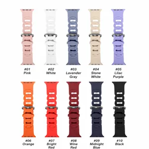 Silikon Uhrenarmband kompatibel mit Apple Watch, mehrfarbiges atmungsaktives Kettendesign.