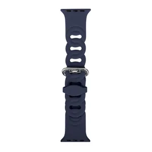 Dunkelblaues Silikon-Uhrenarmband mit ineinandergreifendem Hohl-Design, atmungsaktiv und chic.