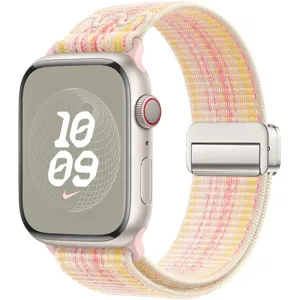 Antallaktiko louri rologiou apo nylon me magnitiki agrafa simvato me to Apple Watch.