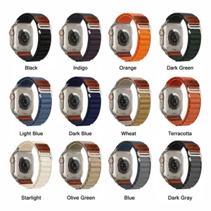 Replacement Alpine Loop Nylon Band with Leather Tag for Apple Watch Ultra Series 9 8 7 SE
