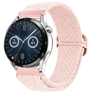 Cinturino per orologio in nylon intrecciato rosa con fibbia scorrevole per smartwatch 20 22mm.
