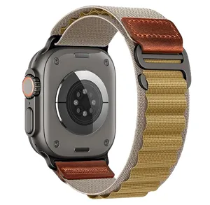 Alpine Loop nylon watch band with leather tag compatible with Apple Watch Ultra 49mm
