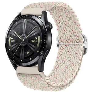 Dettaglio cinturino per orologio in nylon intrecciato, fibbia regolabile e confortevole.