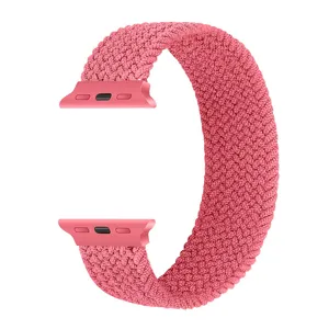 Pink braided solo loop watch band replacement strap compatible with smart watch models.