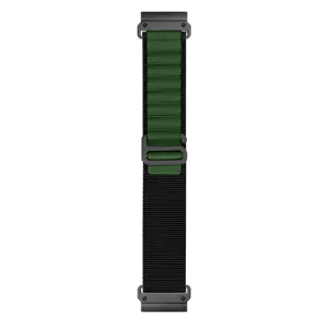 Nylon loop horlogeband vervanging compatibel met Garmin Fenix, groen en zwart.