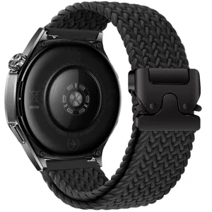 Cinturino per orologio in nylon intrecciato nero con fibbia da paracadute, cinturino loop.