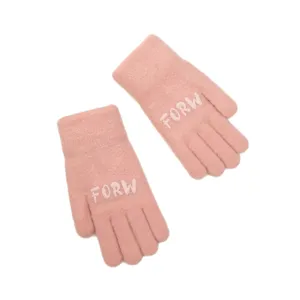 Women winter knit full-finger gloves warm pink touchscreen riding student daily wear