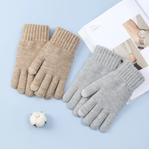 Thickened knitted touch screen gloves for winter warmth, outdoor cycling and daily wear.