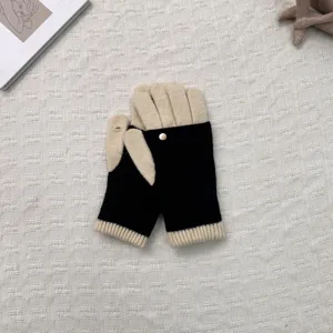 Damen Winter Strickhandschuhe fingerlos konvertierbar, warme Plüsch Handschuhe mit Knöpfen stilvoll.