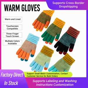 Winter Thickened Warm Knit Gloves For Women Men Faux Cashmere Touchscreen Thermal Gloves Cold Weather Cycling Gloves