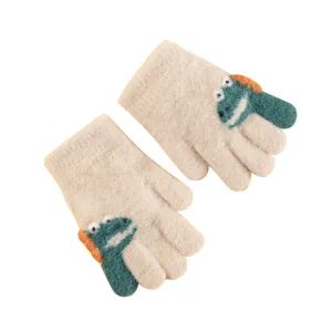 Kids cute dinosaur knitted gloves winter warm full finger gloves for boys and girls