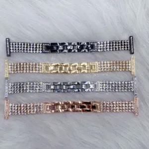 Glitzernder Strass Metall Uhrenarmband kompatibel mit Apple Watch Luxus Ersatzarmband.