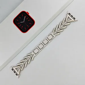 Stainless steel metal link watch band compatible with Apple Watch SE Ultra Series 1-8 fashion