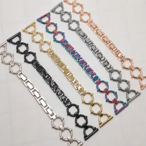 Fashion metal chain watch strap replacement compatible with Apple Watch multi-color design.