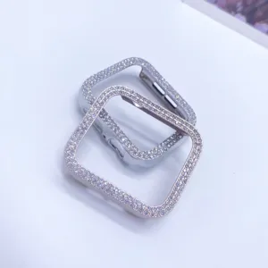 Strass Apple Watch Hoesje Dubbele Rij Diamant Beschermende Bumper Cover Zilver PC Accessoire