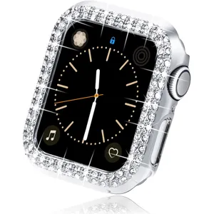 Flonkerende strass Apple Watch hoesje, gegalvaniseerde PC metalen bumper cover glans.