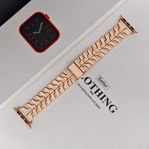 Roségoud metalen horlogebandje voor smartwatch, robuust vervangingsbandje uit zinklegering.