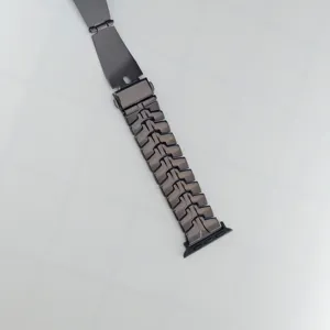 Metalen schakelhorlogeband compatibel met smartwatch, vervangende band in donkere kleur.