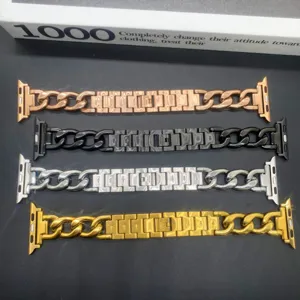 Detalles de la correa de cadena de acero inoxidable para Apple Watch de repuesto.