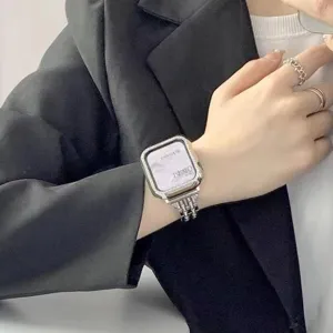 Elegante cinturino e cassa per orologio in metallo con strass compatibili Apple Watch chic