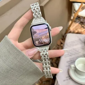 Cinturino per orologio in metallo di lusso con strass compatibile Apple Watch diamante