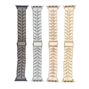 Metalen horlogeband compatibel met Apple Watch zinklegering mecha stijl bandje 4st