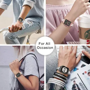 Cinturino in metallo con strass per Apple Watch, elegante cinturino di ricambio 5 perle.