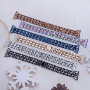 Cinturino di ricambio in metallo con strass per Apple Watch, luminoso doppio strato