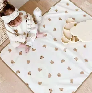 Baby Waterproof Urine Isolation Pad Korean Style Cartoon Printed Washable Breathable Large Size Infant Bed Mat