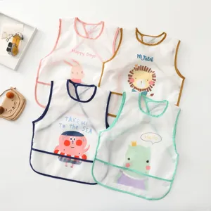 Baby Waterproof Long Sleeve Bib Infant Toddler Feeding Art Smock Apron Cute Cartoon Animal Unisex Baby Bibs
