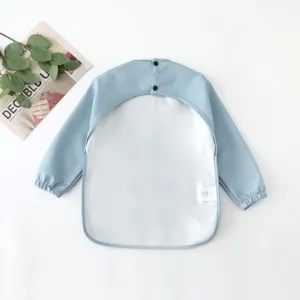 Waterproof baby long sleeve bib, soft feeding apron for infants and toddlers, easy clean.