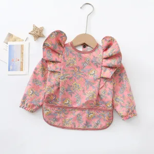 Bavoir bébé imperméable à manches longues bavoir de peinture avec ailes d'ange mignon