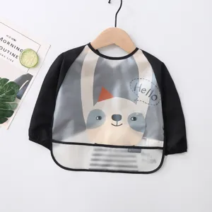 Waterproof baby bib long sleeve toddler smock cute rabbit feeding apron infant clothes wear
