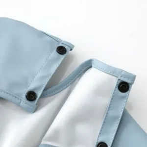 Waterproof kids baby smock feeding bib detail with snap buttons soft fabric design