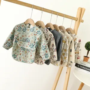 Waterproof baby long sleeve bib smock for feeding and weaning with cute various patterns.