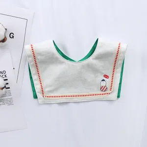 Joli bavoir bébé en coton bavoir bave nouveau-né tablier alimentation design col blanc vert